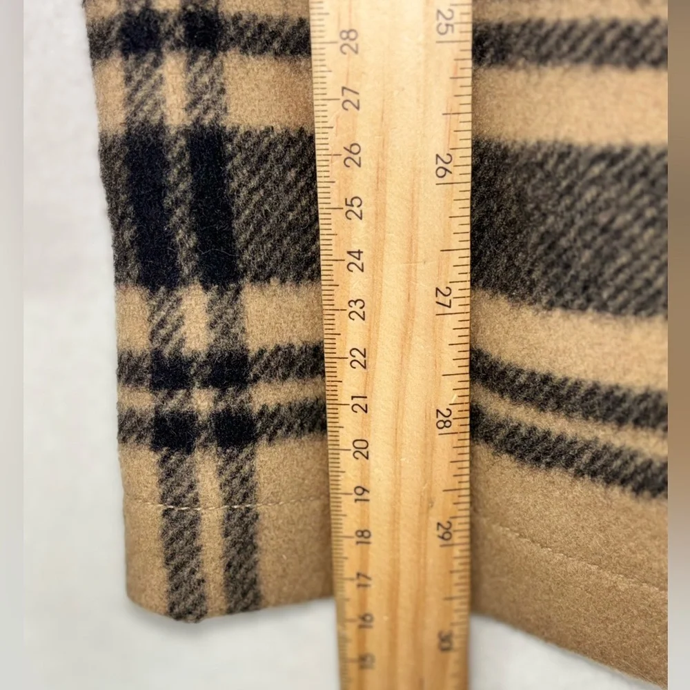 J. CREW Men's Wool Coat‎ Plaid Jacket Tan Flannel Quilted Heavy Lined Medium